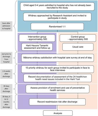Harti Hauora Tamariki: randomised controlled trial protocol for an opportunistic, holistic and family centred approach to improving outcomes for hospitalised children and their families in Aotearoa, New Zealand